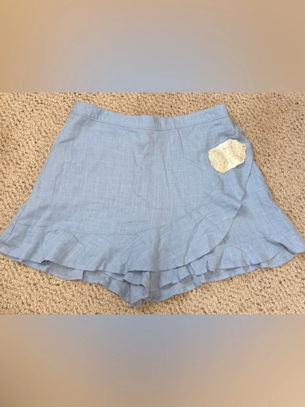 Altar’d State NWT Blue Linen Blend Ruffle Wrap Skort Shorts Medium‎